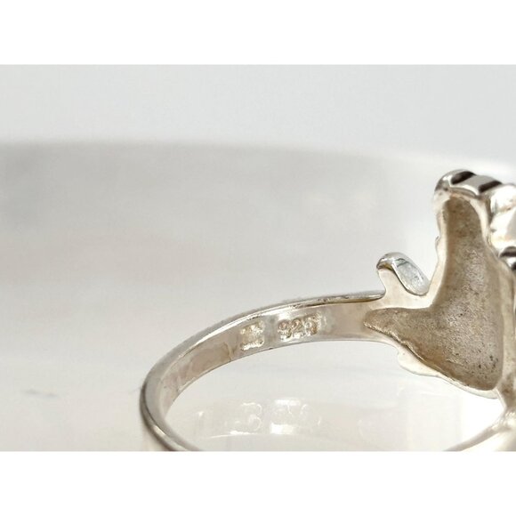 Twin Kitty Cat Polished Sterling Silver Vintage Minimalist 925 Band Ring - sz 6 - Picture 5 of 14